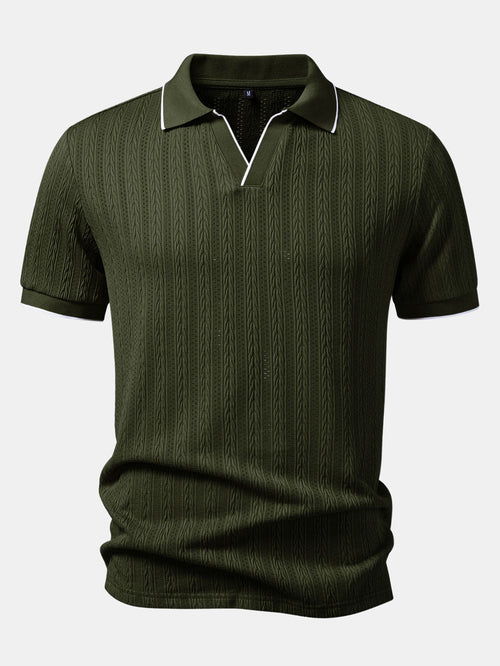 Geometric Jacquard Polo with Johnny Collar