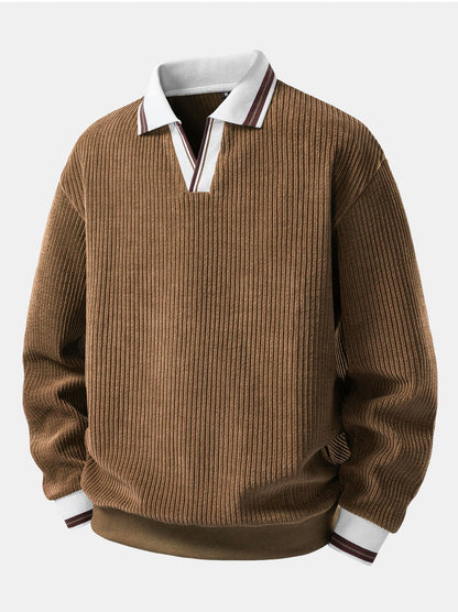 Johnny Collar Sweatshirt with Contrast Trim