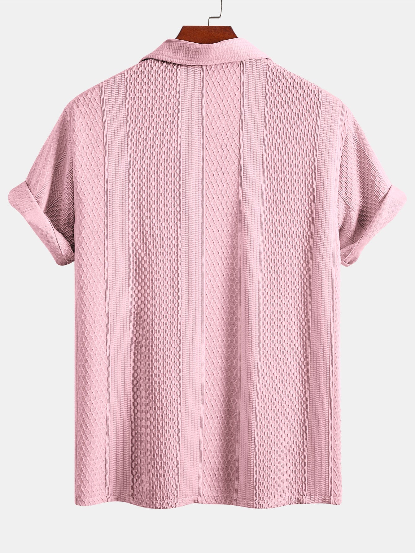 Geometric Patterned Jacquard Button-Up Shirt