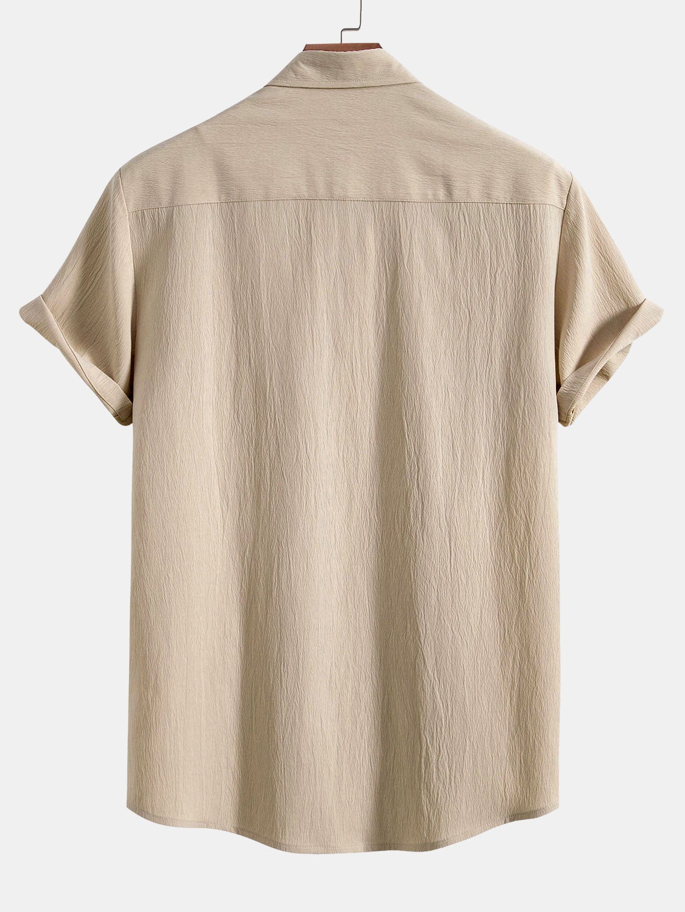 Textured Crinkle Button-Up Shirt with Straight-Leg Trousers