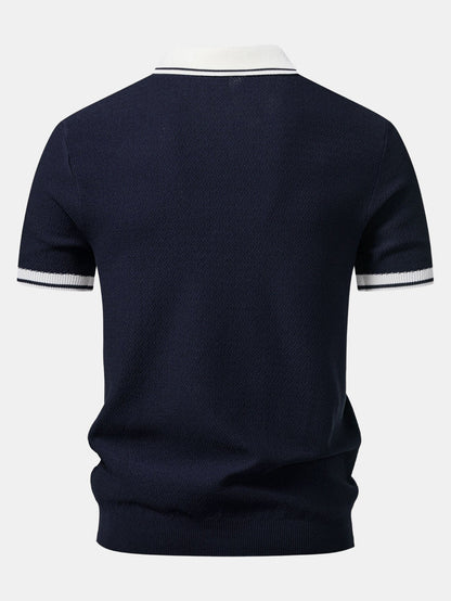 Two-Tone Zipper Knit Polo
