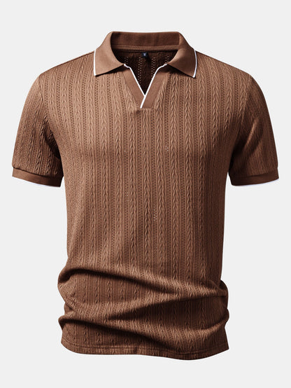 Geometric Jacquard Polo with Johnny Collar