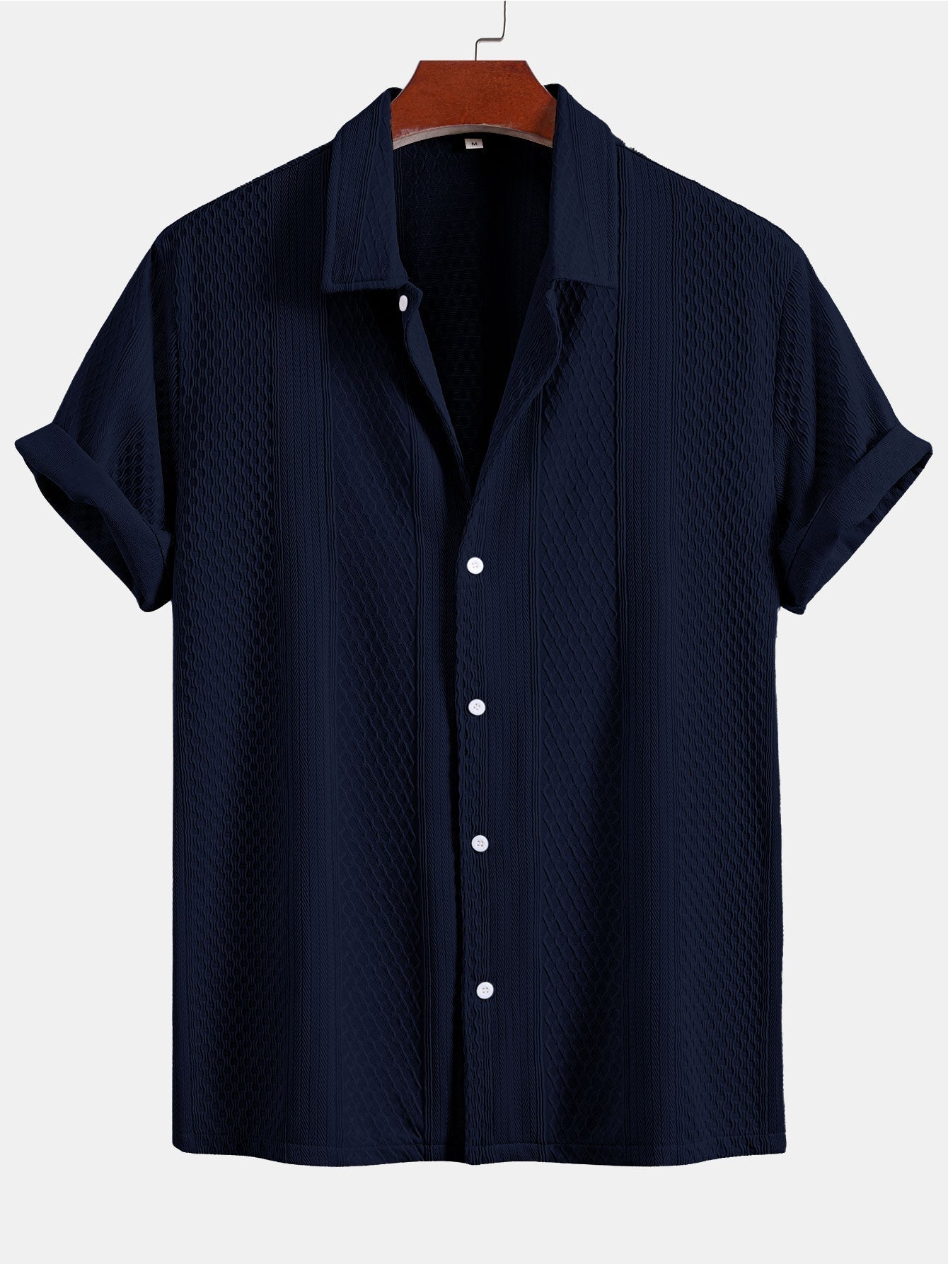Geometric Patterned Jacquard Button-Up Shirt
