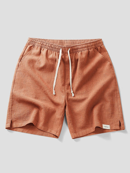 Drawstring Shorts in Linen-Cotton Blend