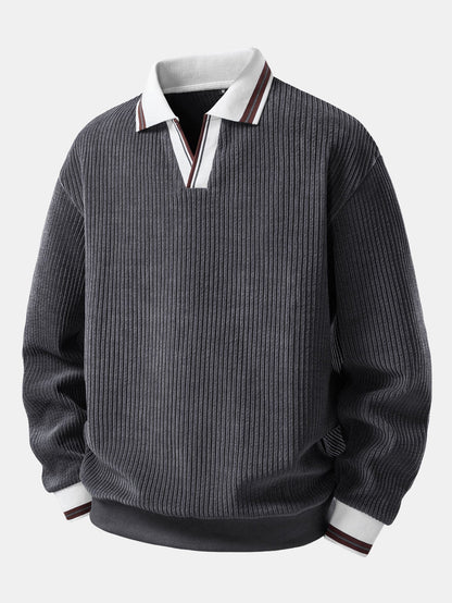 Johnny Collar Sweatshirt with Contrast Trim
