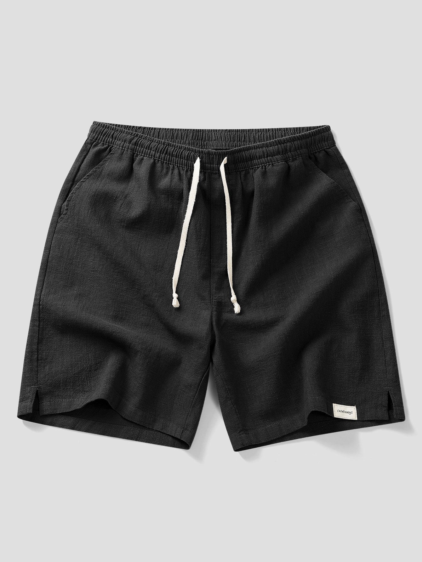 Drawstring Shorts in Linen-Cotton Blend