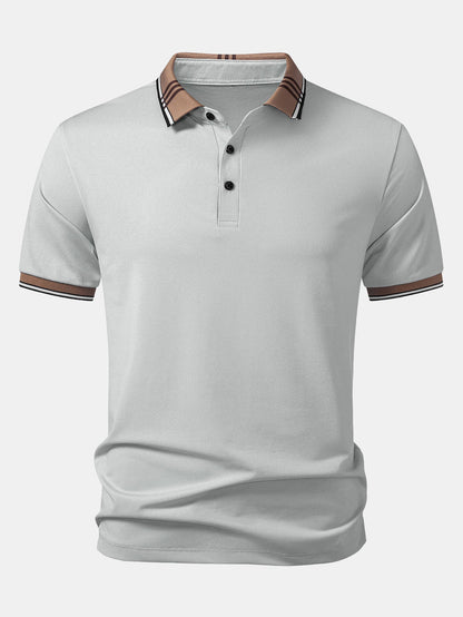 Striped Collar Polo with Contrast Details