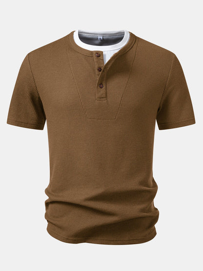 Dual-Function Waffle Henley Top