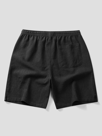 Drawstring Shorts in Linen-Cotton Blend