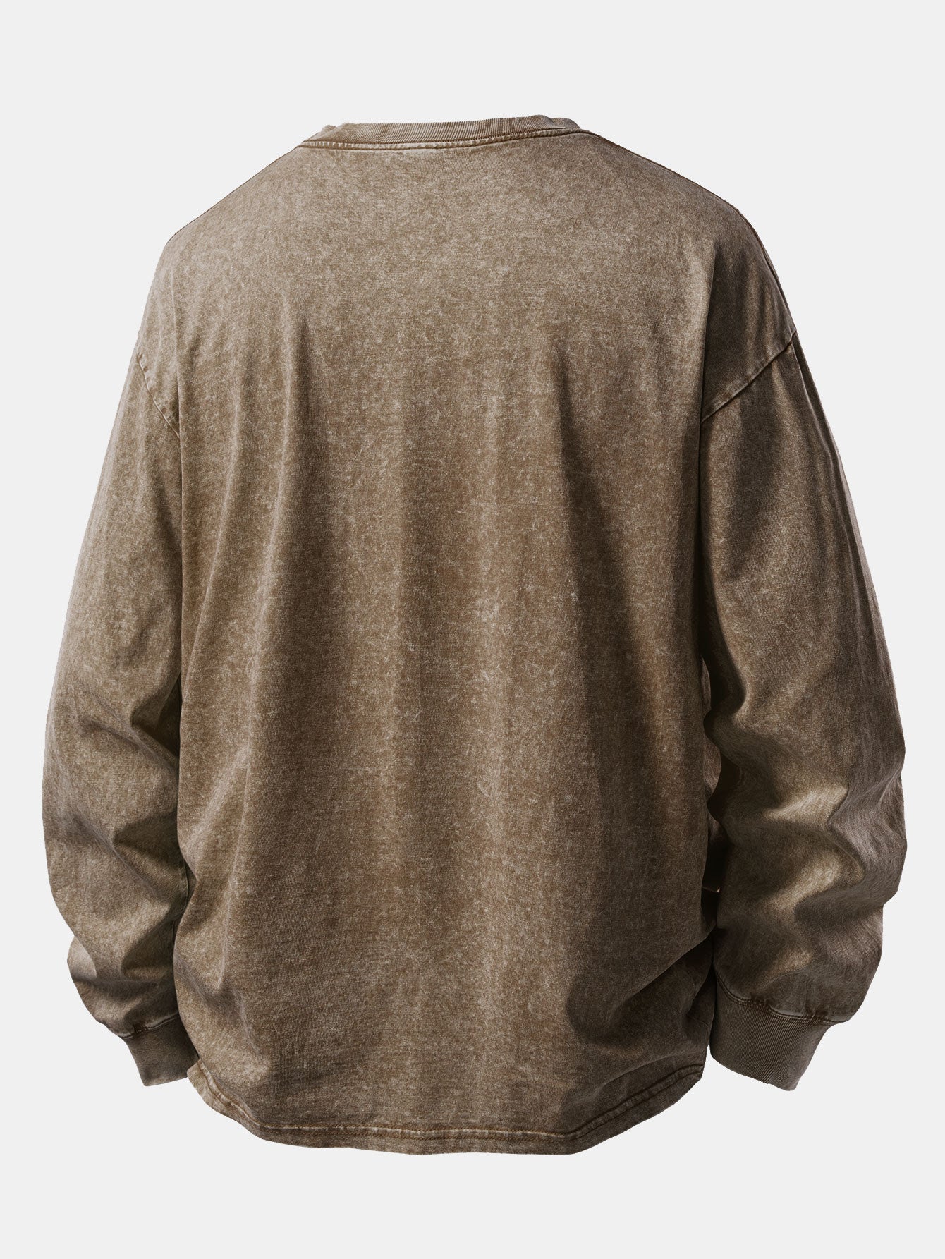 Casual Long Sleeve Washed Distressed Tee