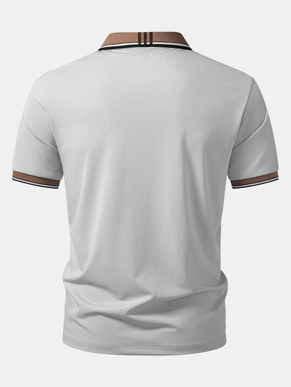 Striped Collar Polo with Contrast Details