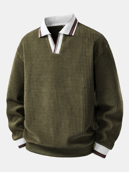 Johnny Collar Sweatshirt with Contrast Trim