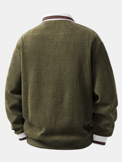 Johnny Collar Sweatshirt with Contrast Trim