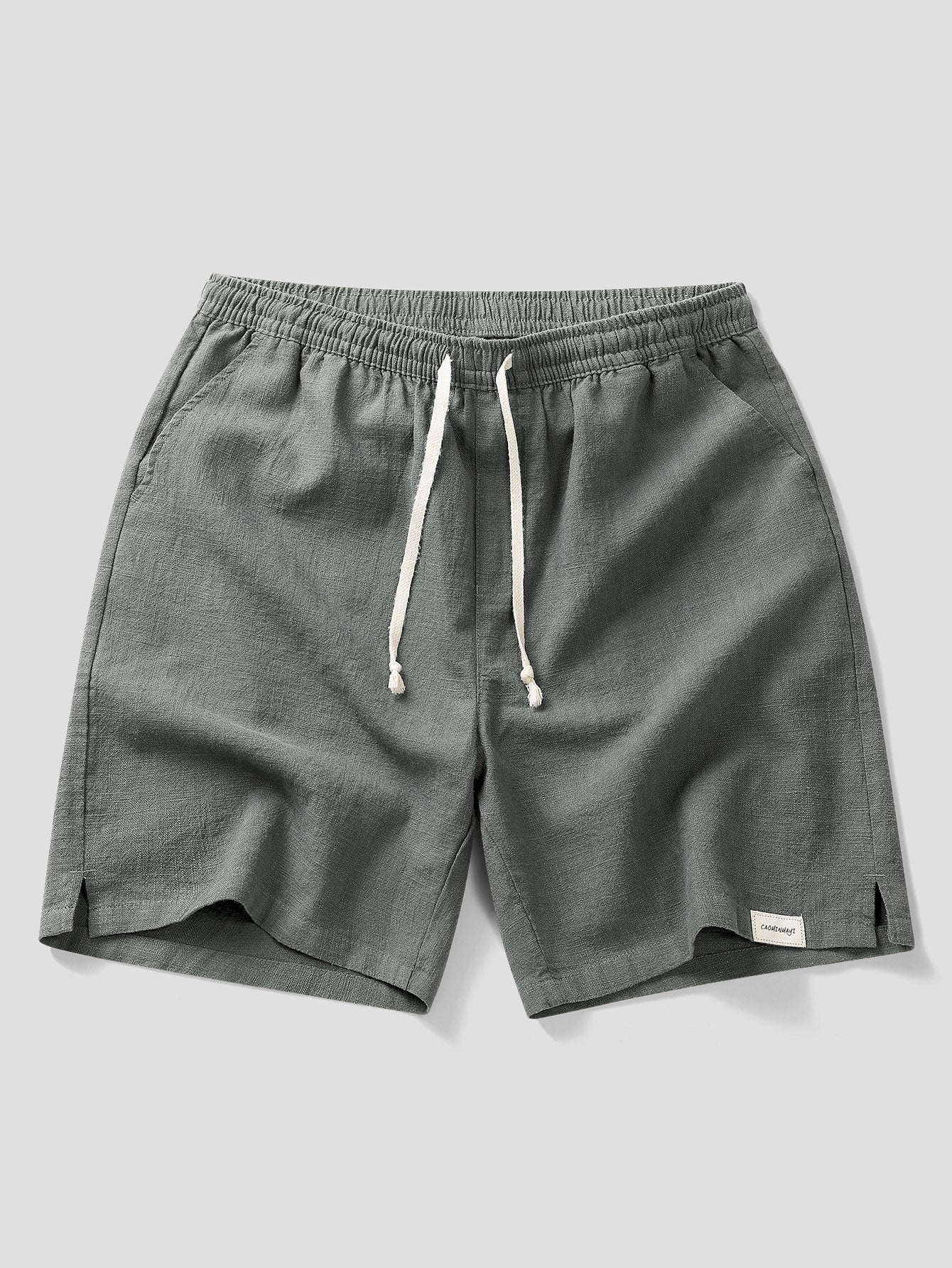 Drawstring Shorts in Linen-Cotton Blend