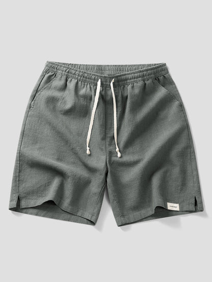 Drawstring Shorts in Linen-Cotton Blend