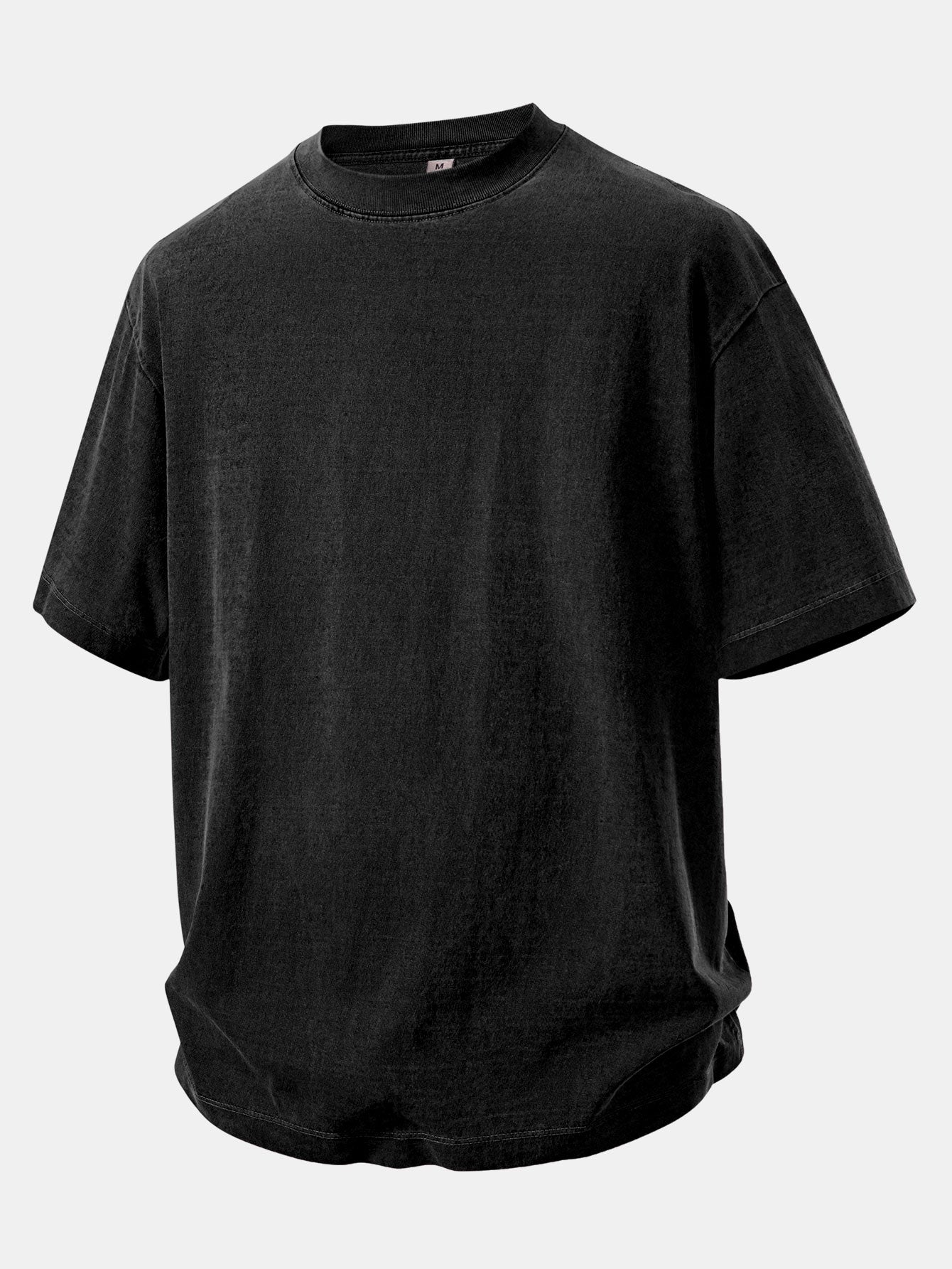 Relaxed Fit Heavyweight Washed Drop Shoulder Tee & Distressed Drawstring Shorts