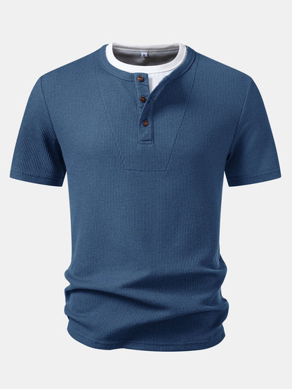 Dual-Function Waffle Henley Top