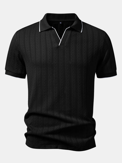 Geometric Jacquard Polo with Johnny Collar