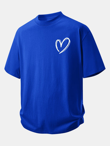 Comfortable Heart Print Cotton Tee