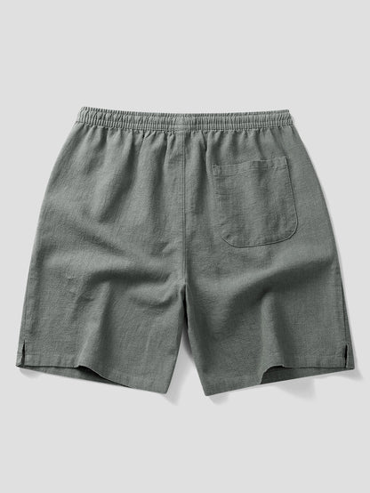 Drawstring Shorts in Linen-Cotton Blend