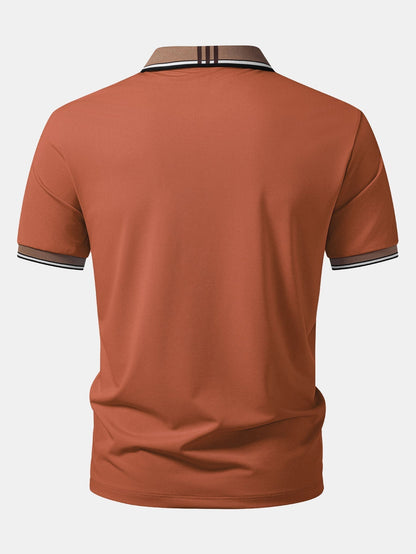 Striped Collar Polo with Contrast Details