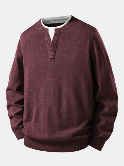 Long Sleeve Dual-Style Split Neck Sweater
