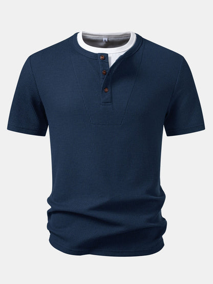 Dual-Function Waffle Henley Top