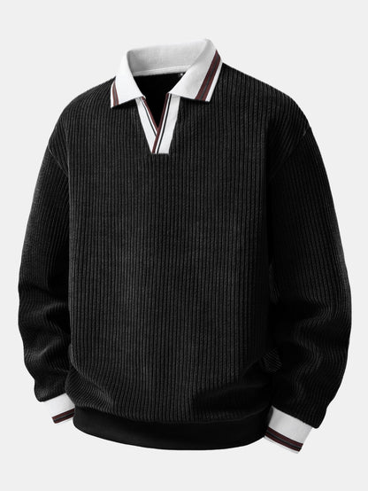 Johnny Collar Sweatshirt with Contrast Trim