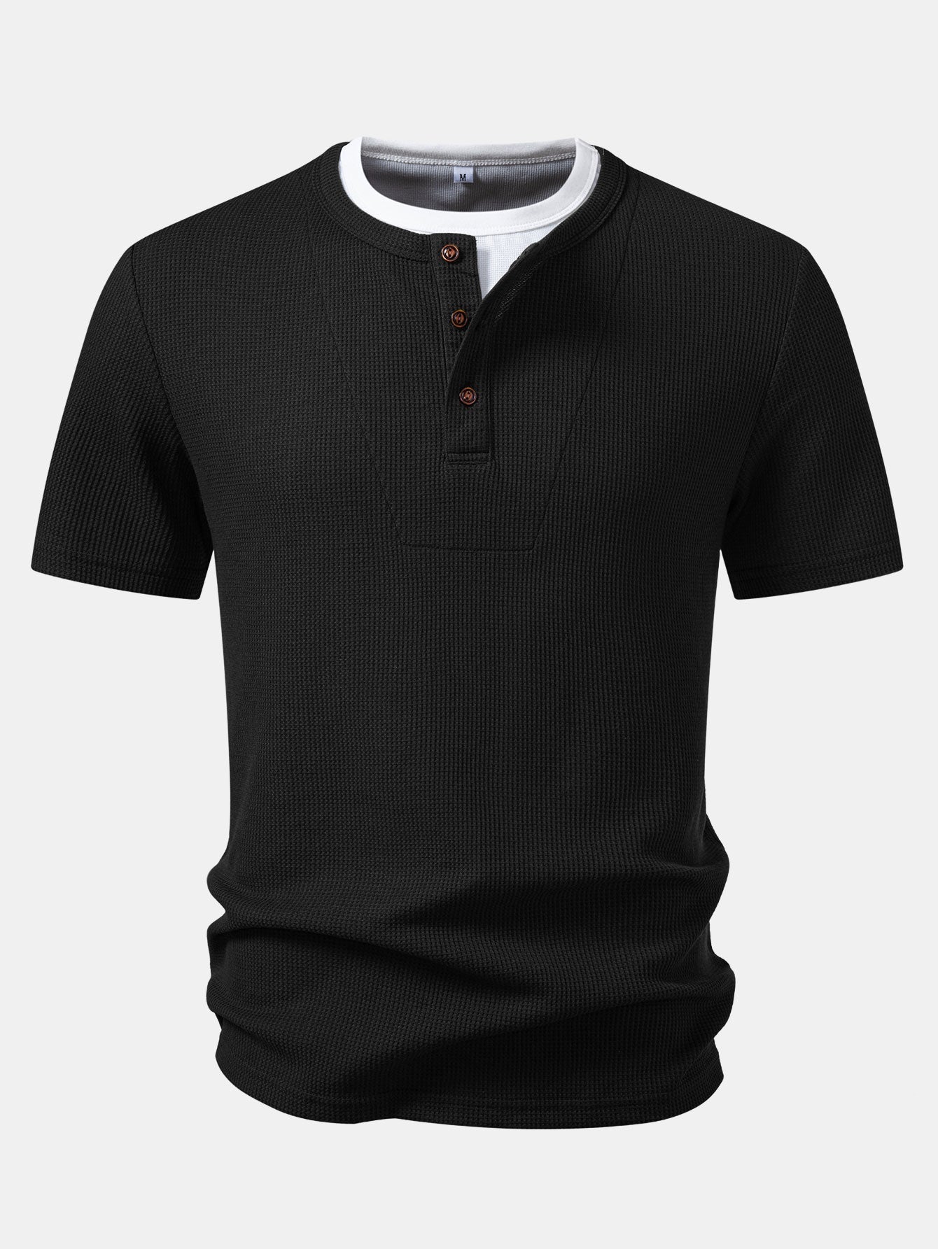 Dual-Function Waffle Henley Top