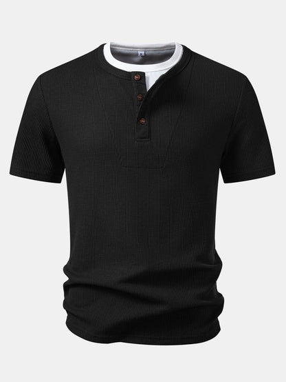 Dual-Function Waffle Henley Top