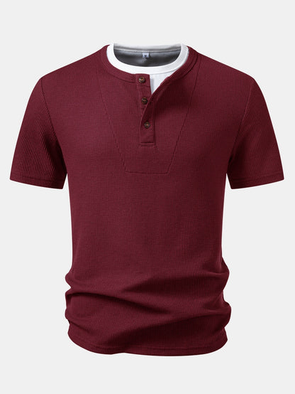 Dual-Function Waffle Henley Top
