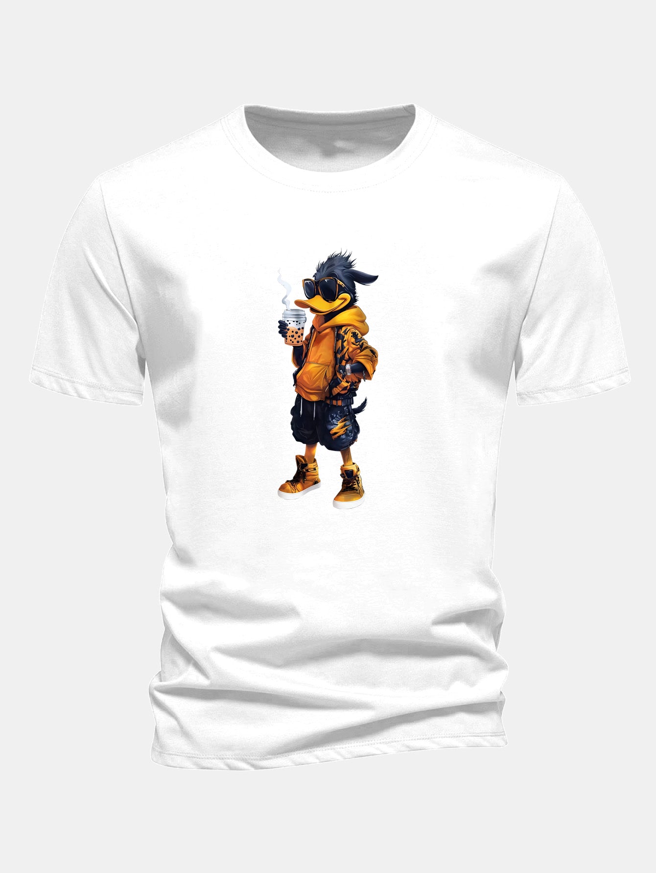 Classic Fit Cotton T-Shirt with Carton Duck Print