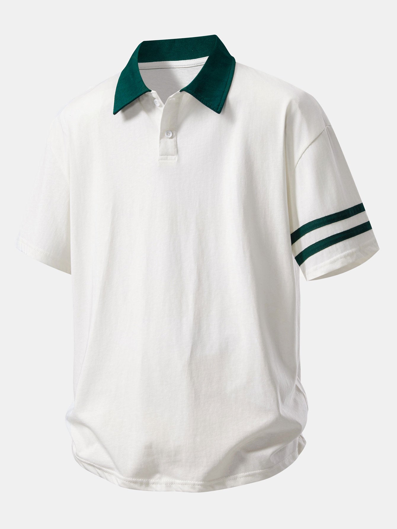 Relaxed Fit Polo Shirt with Contrast Collar & 7" Cotton Drawstring Shorts