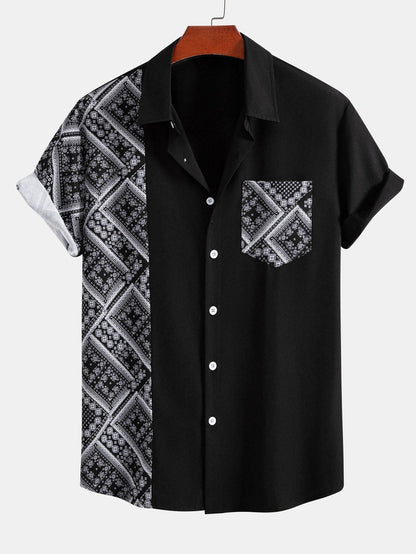 Paisley Patchwork Button-Up Shirt with Matching Swim Shorts