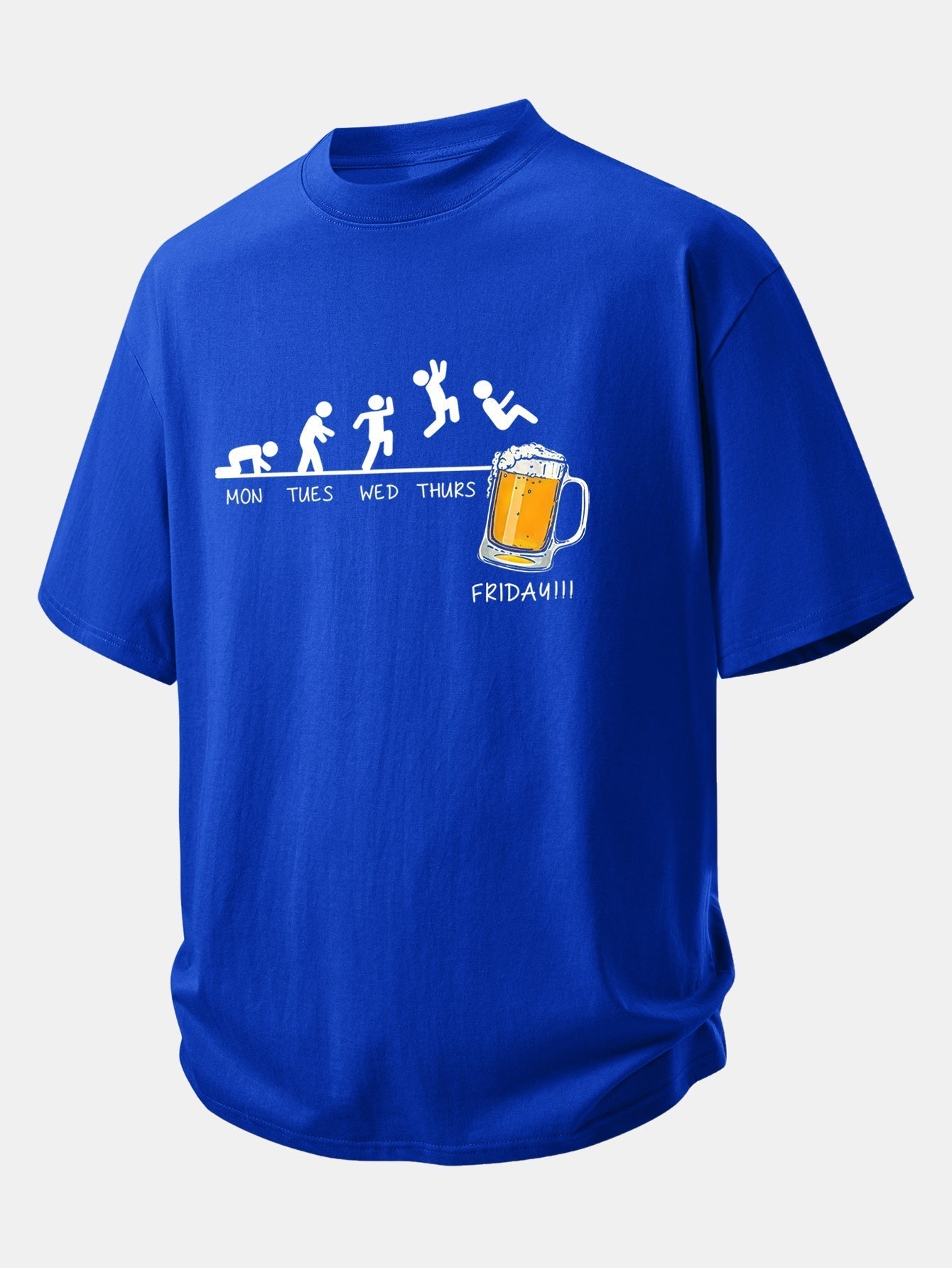 Comfort Fit Cotton T-Shirt with Beer Weekly Plan Print