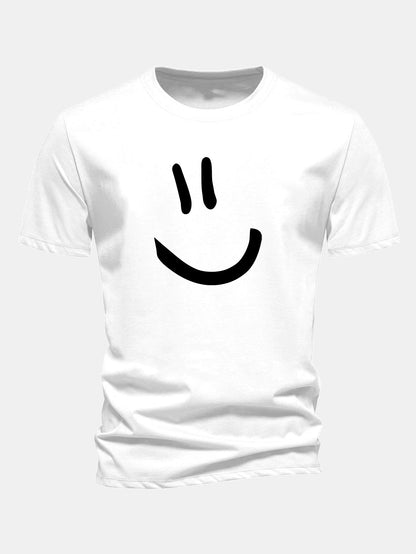 Classic Fit Cotton T-Shirt with Smiley Face Print