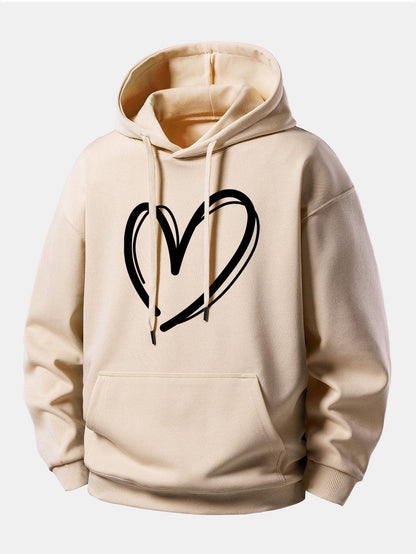 Relaxed Fit Hoodie with Heart Print