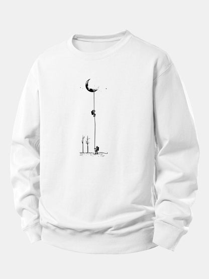Relaxed Fit Sweatshirt with Lunar Astronaut Print