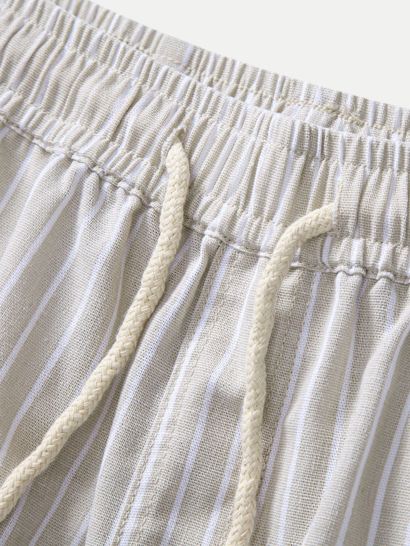 Linen-Rayon Blend Button-Up Shirt with Striped Straight-Leg Linen Pants