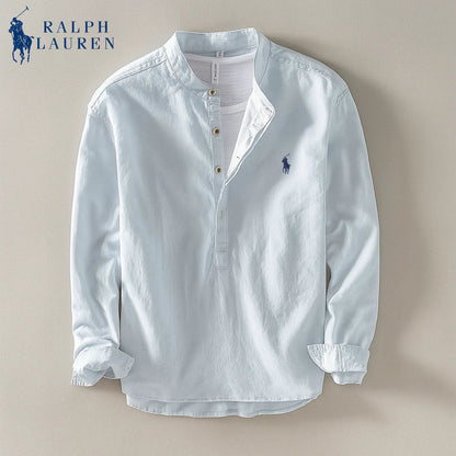 Mandarin Collar Linen Shirt