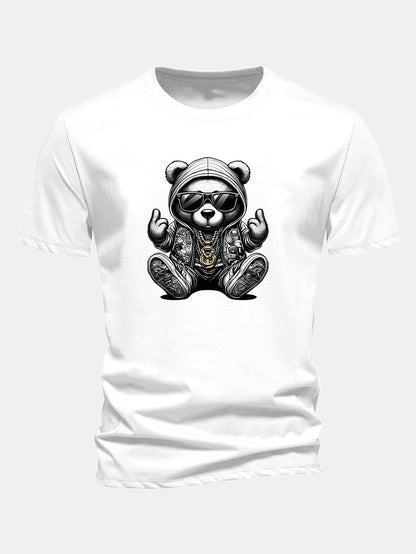 Classic Fit Cotton T-Shirt with Hip Hop Bear Graphic