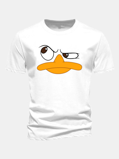 Classic Fit Cotton T-Shirt with Emoji Duck Print