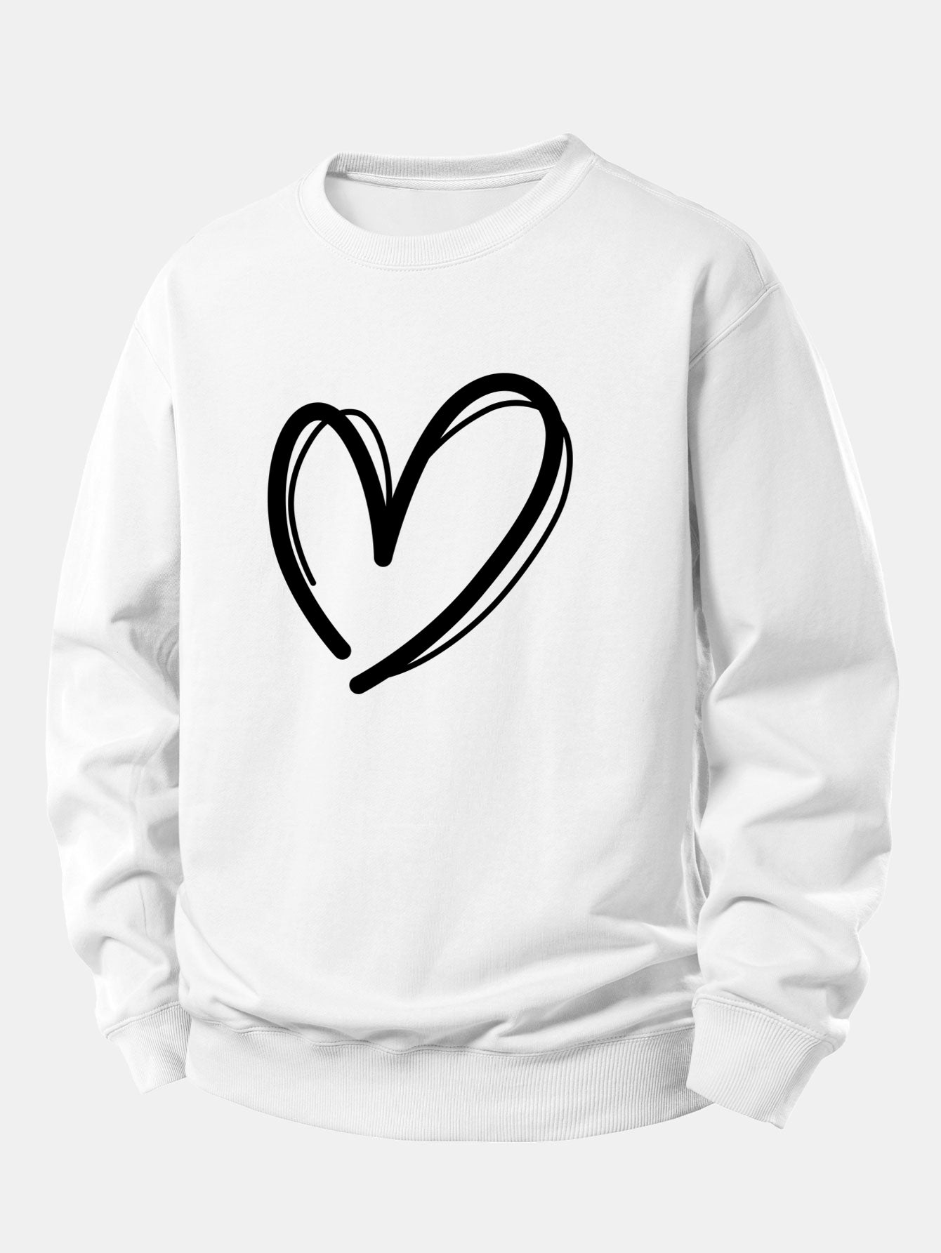 Relaxed Fit Heart Print Sweatshirt