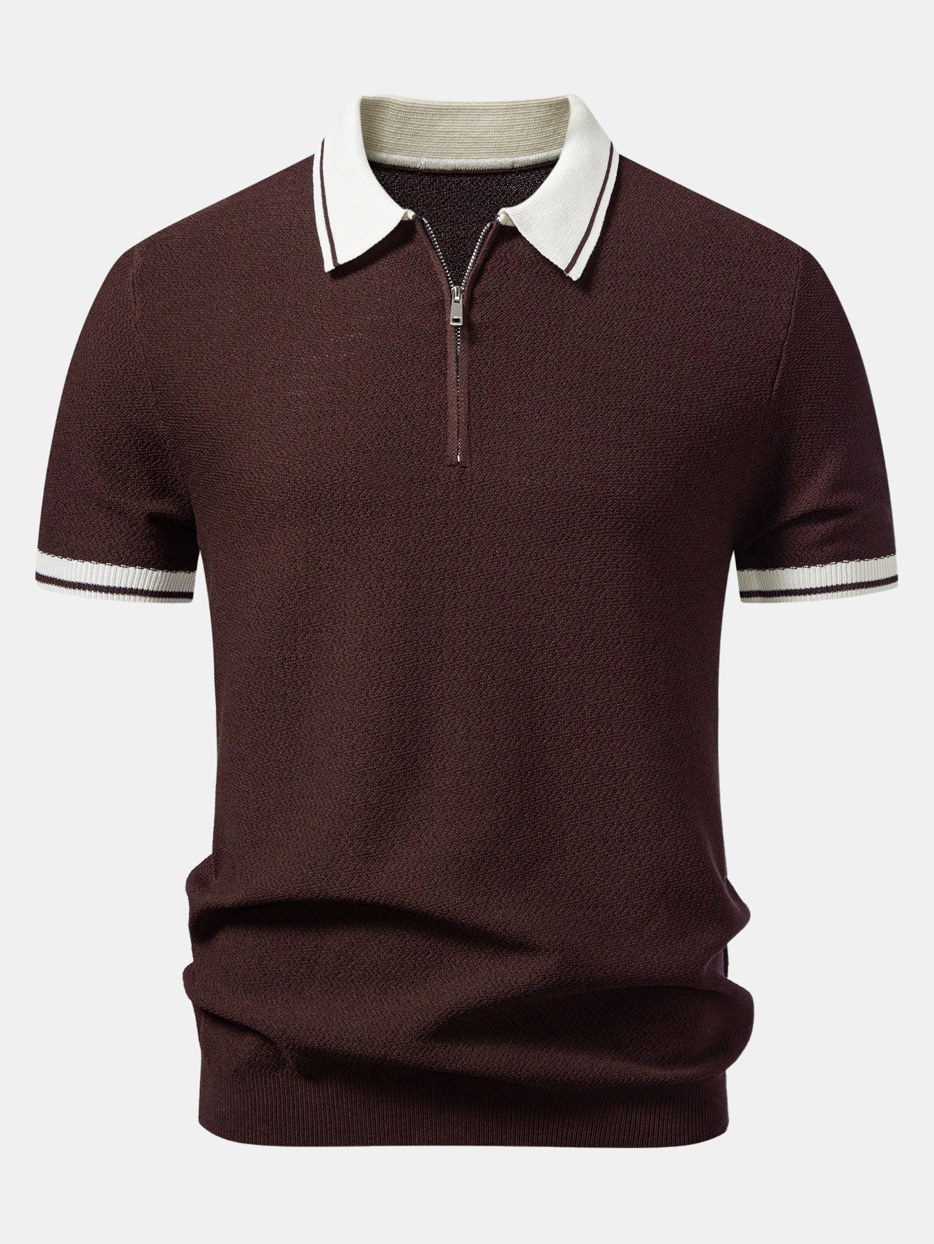 Two-Tone Zipper Knit Polo