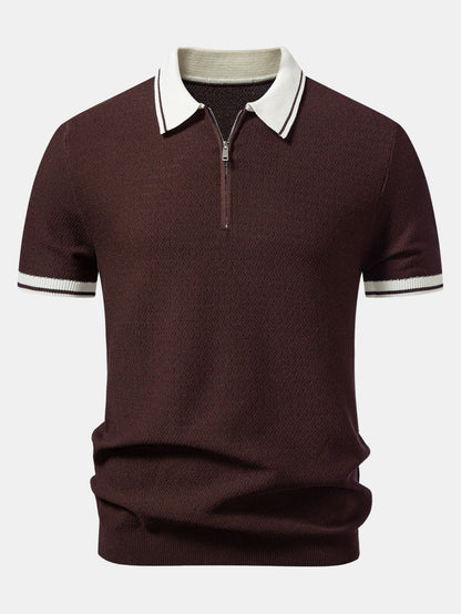Two-Tone Zipper Knit Polo