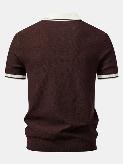 Two-Tone Zipper Knit Polo