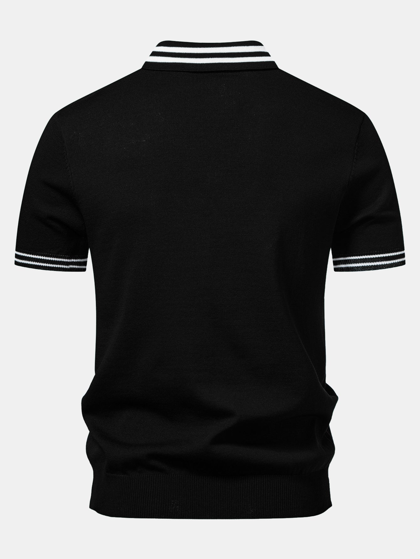 Twisted Jacquard Knit Polo with Contrast Trim & Slim Fit Tapered Trousers
