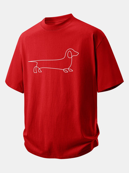 Comfortable Fit Dachshund Print Cotton Tee