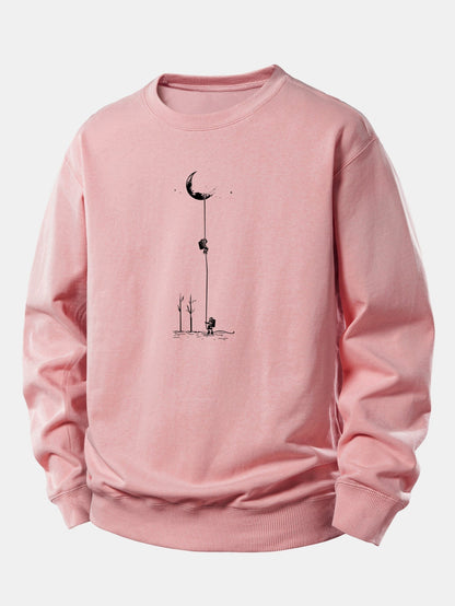 Relaxed Fit Sweatshirt with Lunar Astronaut Print