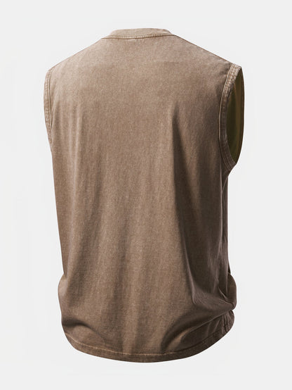 Distressed Washed Tank Top with Pink Panther Print